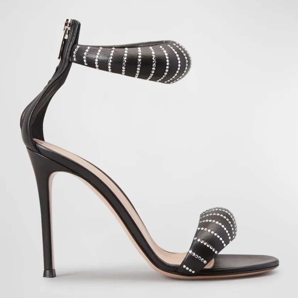 Gianvito Rossi
Bijoux Crystal Napa Ankle-Cuff Sandals
